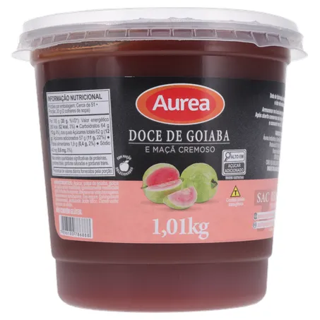Doce de fruta aurea goiaba e maça pote 1.01kg 360-35