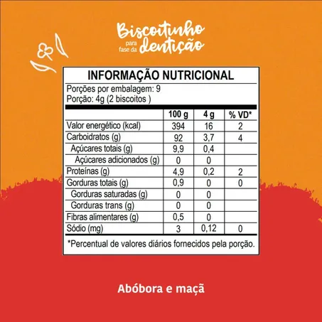 Biscoito Dentição Maça e Abóbora Papapa 36g 360-1