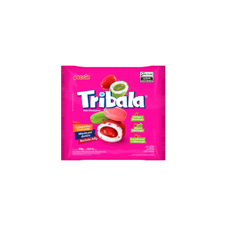 BALA MASTIGAVEL TRIBALA MORANGO SORTIDA 500G