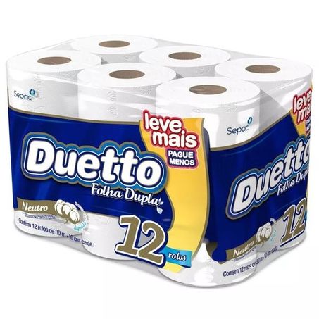 Papel higiênico duetto neutro 30m c/ 12 rolos