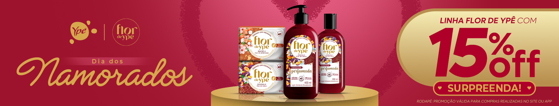 Banner Até 15% OFF em Flor de Ypê