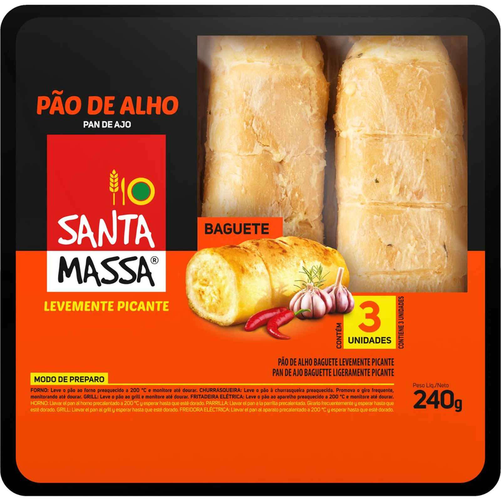 Pão de Alho Santa Massa 240g - Picante
