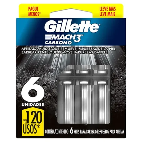 Carga mach 3 carbono gillette c/6 l+p-