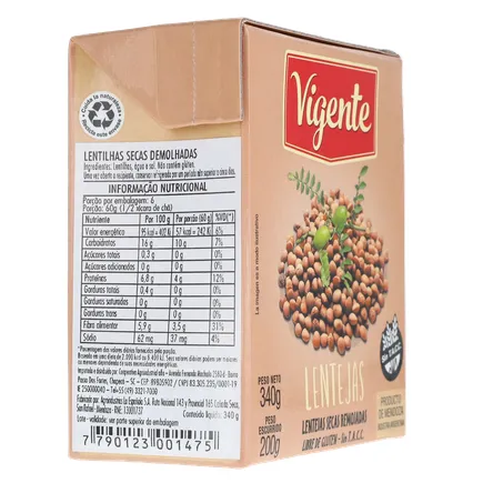 LENTILHA EM CONSERVA IMPORTADO DA ARGENTINA VIGENTE TP 200G 360-30