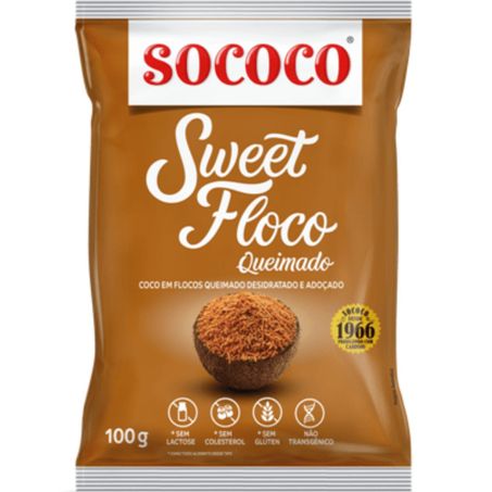 Coco ralado sococo 100g flocos queimado e adocado
