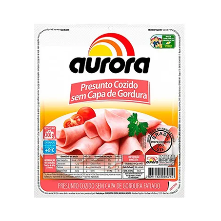 Presunto cozido sem capa de gordura aurora