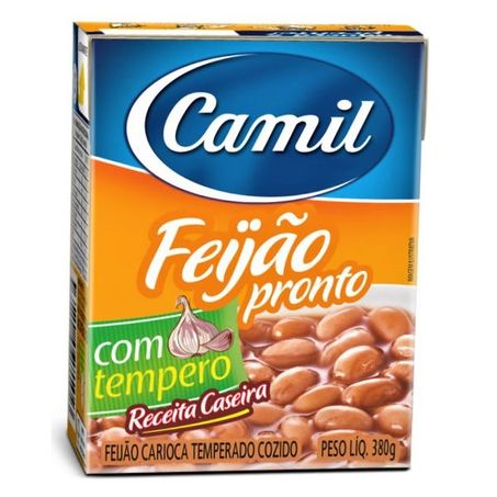 Feijão Carioca Temperado Cozido Camil Com Tempero Caixa 380gr