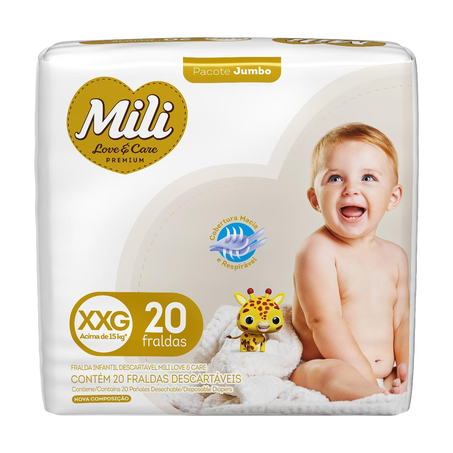 Fralda Mili Love & Care Jumbo Tam. XXG - Com 20 Fraldas