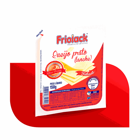Queijo prato fatiado friolack 150g