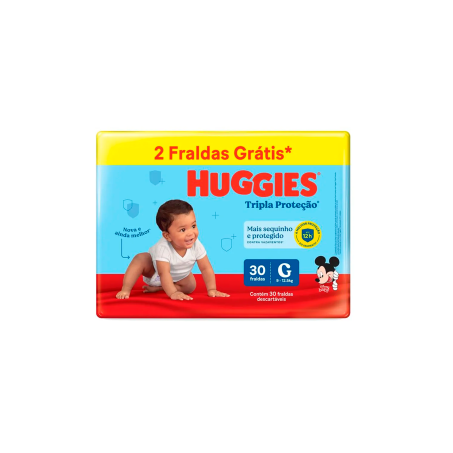 Fralda desc huggies tripla protecao meguinha g c/30
