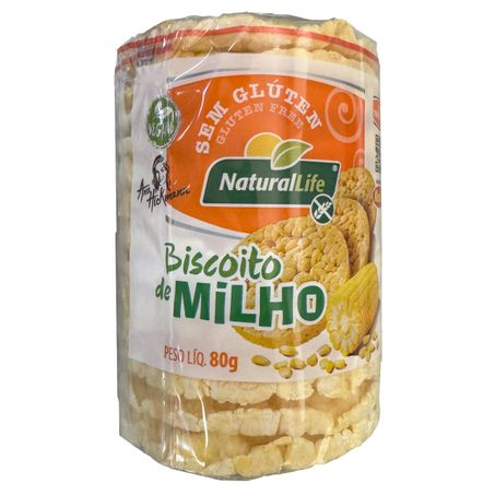 BISC.MILHO NATURAL LIFE 80G GRANDE S/GLUTEN
