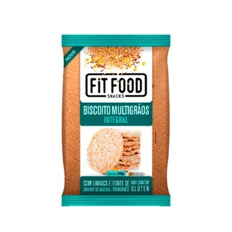 Biscoito Salgado Integral de Arroz Fit Food Multigrãos Embalagem 30G