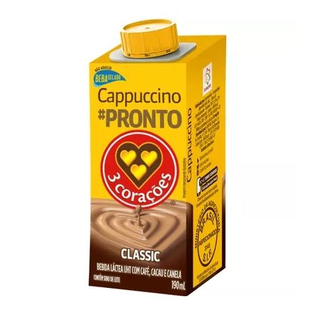 Bebida 3 Corações Cappuccino 260ml Classic