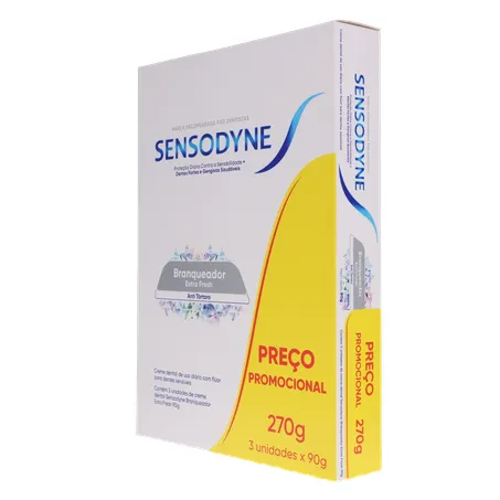 Pack Creme Dental Branqueador Extra Fresh Sensodyne Caixa Cada Leve 3 Pague 2 Unidades 90G 360-5