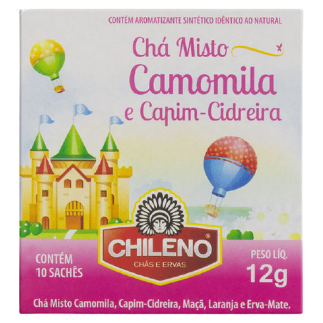 CHÁ MISTO CAMOMILA E CAPIM-CIDREIRA CHILENO COM 10 SACHÊS