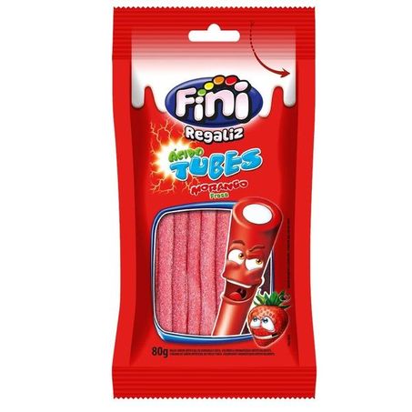 Bala fini tubes morango citrico 80g