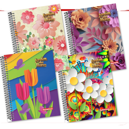 Caderno panamericana jd das flores capa dura gd 15 materias c/300 folhas