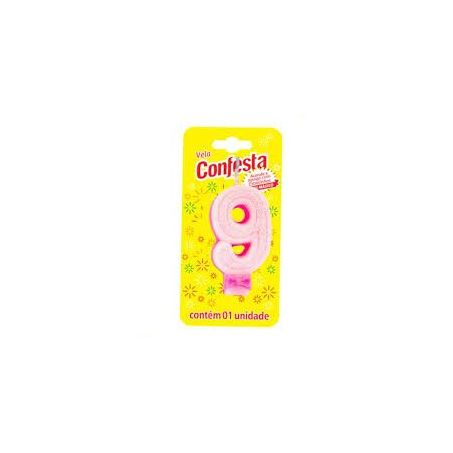 VELA SUEPER NUMERO ROSA N.9 CONFESTA 