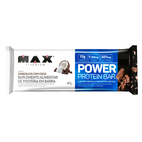 Barra De Proteina Max Titanium Power Protein Chocolate com Coco 41g