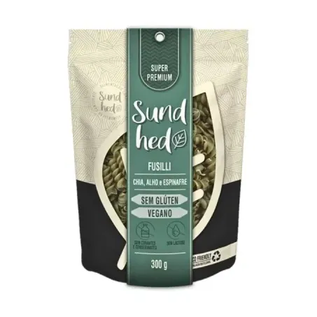FUSILLI CHIA ALHO E ESPINAFRE  300GR SUNDHED