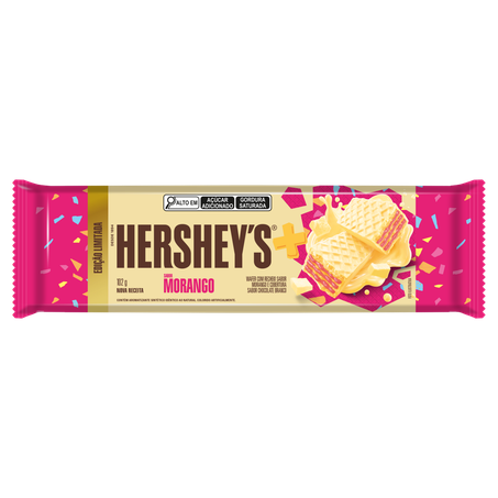 Wafer com Recheio Morango e Cobertura Chocolate Branco Hersheys 102g