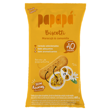 Biscoito Infantil Papapá Biscotti Maracujá  Camomila 60G