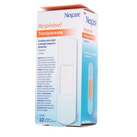 Curativo nexcare transparente respirável caixa c-10unid 360-21