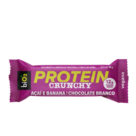 Barra biO2 Protein Crunchy Açaí e Banana com Chocolate Branco 50 g