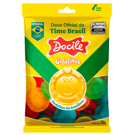 Bala gelatines docile 70g formato de medalha