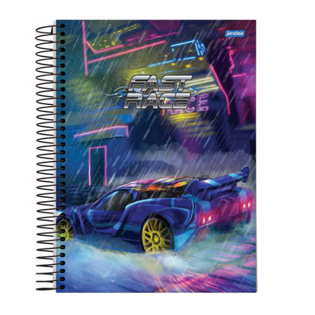 CADERNO ESPIRAL JANDAIA CAPA DURA FAST RACE 10X1 160 FOLHAS R.71140-77 360-3