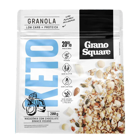 Granola Grano Square 200g Low Carb Macadamia C/Choc Branco
