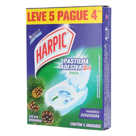 Pastilha adesiva harpic pinho com 5 360-3