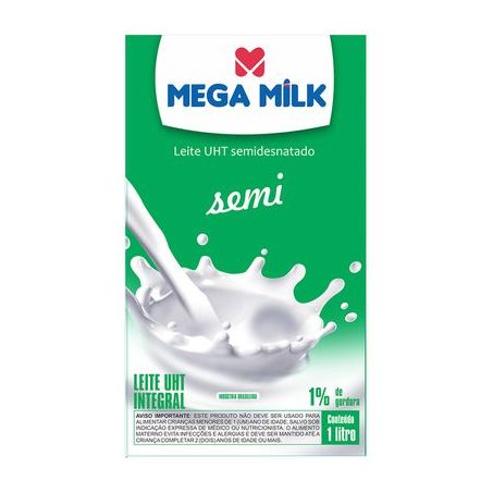 Leite longa vida mega milk semidesnatado 1l