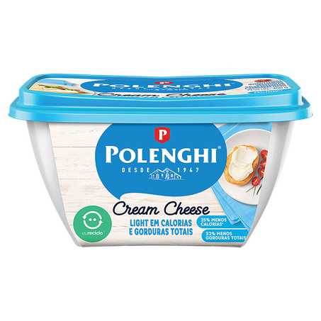 Queijo Cremoso Cream Cheese Light em Calorias e Gorduras Totais Polenghi Pote 300g