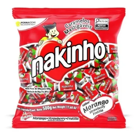 Bala Nakinho 500g Caramelo Morango