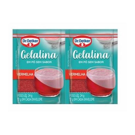 Gelatina Dr Oetker Vermelha Sem Sabor Sachê 24g 
 