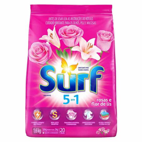Lava roupa surf rosa e flor de lis 1.6kg