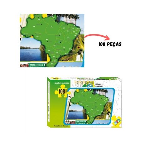 Brinquedo Quebra Cabeça Nig Mapa Do Brasil 108 Peças