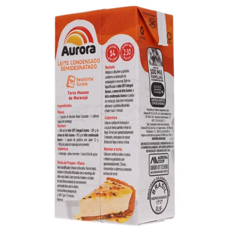 Leite cond aurora semidesn. 395g 360-22
