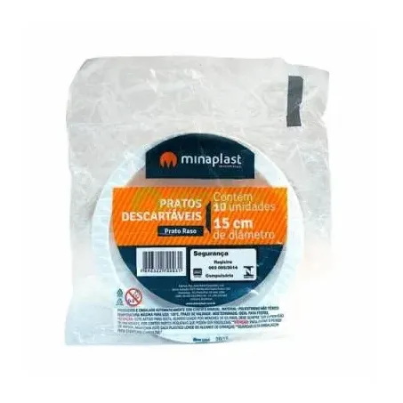 Prato Descartavel Minaplast 15cm 10un Branco