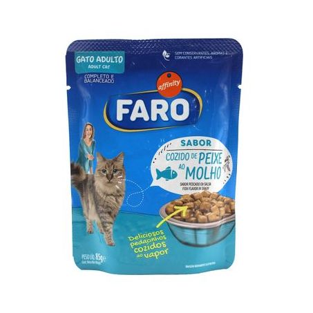 RACAO GATO FARO ADULTO PEIXE SC 85G
