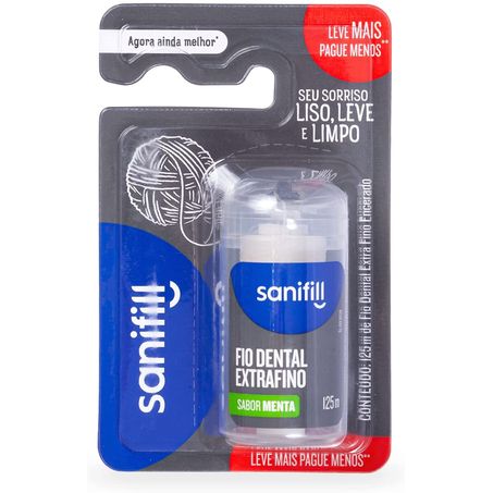 Fio dental extrafino sanifil 125m menta
