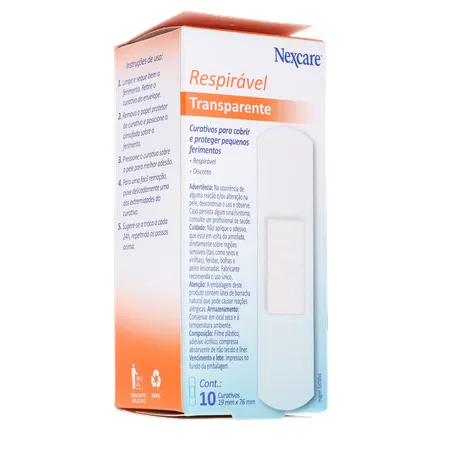 Curativo nexcare transparente respirável caixa c-10unid 360-15