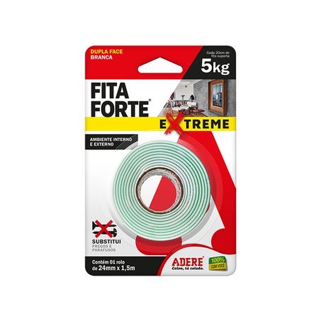 Fita dupla face adere extreme 5kg 24mm x 1,5m
