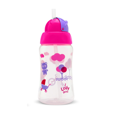 COPO LOLLY VIVA C/CANUDO ROSA 330ML