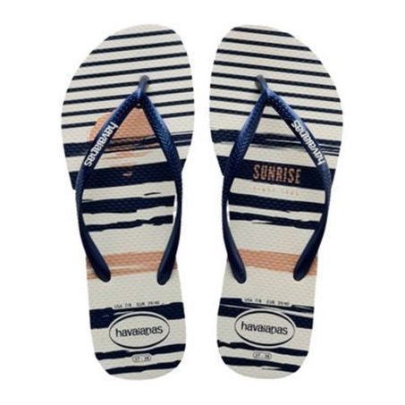 HAVAIANAS SLIM NAUTICAL BRANCO/MARINHO 35/36