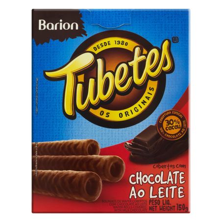 ROLINHOS DE WAFER COBERTO COM CHOCOLATE BRANCO BARION TUBETES