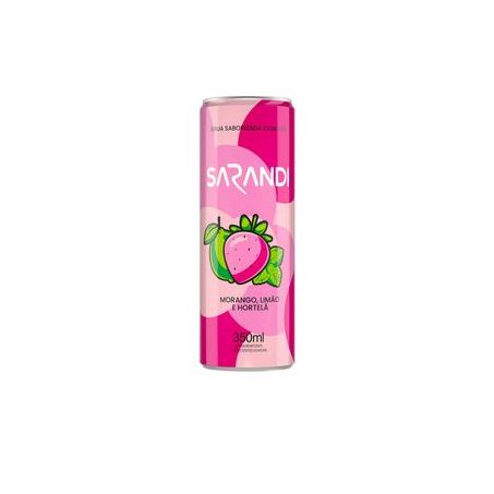 Água Saborizada com Gás Sarandi Morango, Limão e Hortelã Lata 350ml