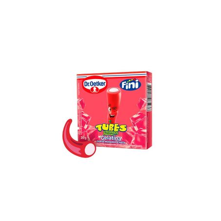 Gelatina dr´oetker fini tubes 20gr morango/nata