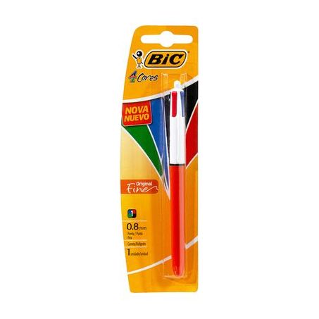 Caneta Esferográfica Bic 4 Cores Escrita Fina - Com 1 Caneta